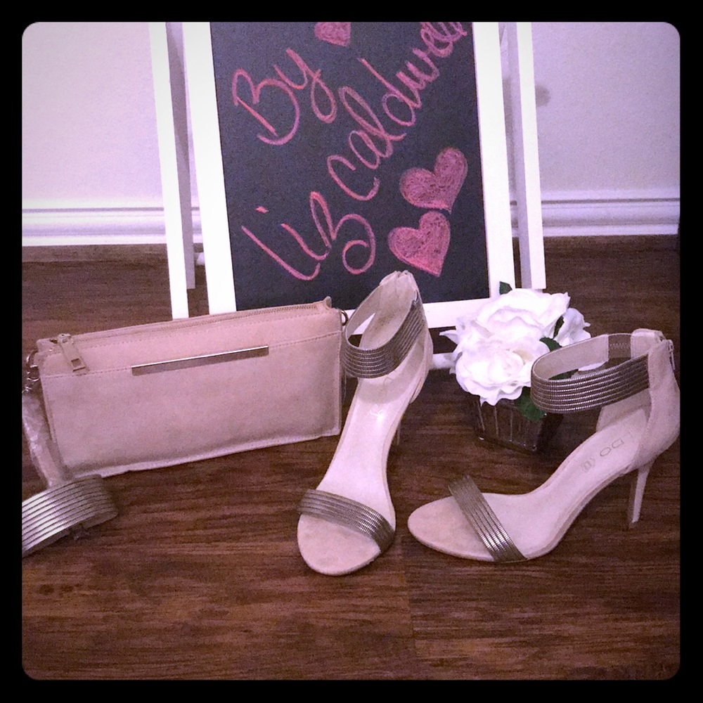 ALDO suede and leather clutch